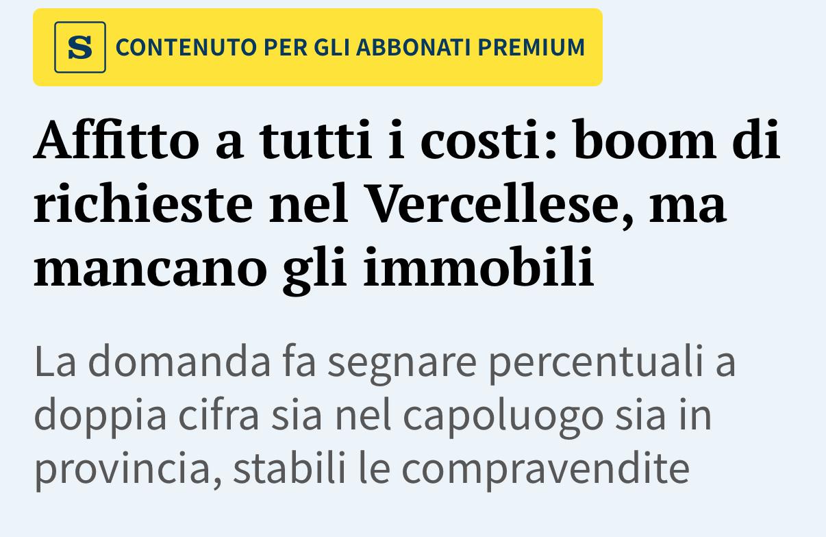 Immobiliare: tutti "pazzi" per Vercelli